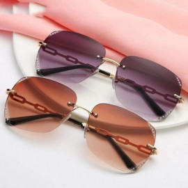 Aviator Hollow Frame Rimless Men Women Sunglasses Luxury Brand Design Gradient Gray - Purple - CC18YR26NR8 $9.55