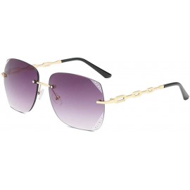 Aviator Hollow Frame Rimless Men Women Sunglasses Luxury Brand Design Gradient Gray - Purple - CC18YR26NR8 $9.55