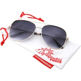 Aviator Classic Metal Frame Pilot Style Sunglasses - Silver Black - C418M6CWUME $11.84