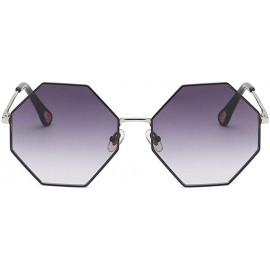 Oversized Women Oversized Polygon Sunglasses Sun Glasses Vintage Fashion Female Metal Frame Square Eyewear - CK19034RN9Q $15.80