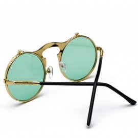 Goggle Vintage John Lennon Sunglasses Flip Up Round Lens Metal Frame - Glasses Gold Frame/Green Lens - C218X0MYK7E $8.03