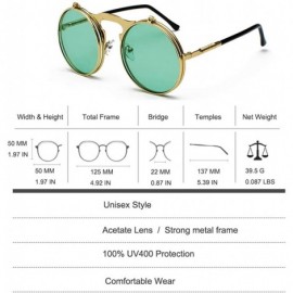 Goggle Vintage John Lennon Sunglasses Flip Up Round Lens Metal Frame - Glasses Gold Frame/Green Lens - C218X0MYK7E $8.03