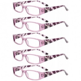 Rectangular 3-Pairs Womens Designer Spring Hinge Rhinestone Lightweight Reading Glasses - 5 Pairs Value Pack in Purpe - C318Z...