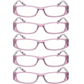 Rectangular 3-Pairs Womens Designer Spring Hinge Rhinestone Lightweight Reading Glasses - 5 Pairs Value Pack in Purpe - C318Z...