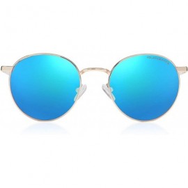 Round Men & Women Sunglasses - Orbita Gold - Light Blue Nylon Hd / Before $59.95 - Now 20% Off - CB18UK0NZK6 $48.76