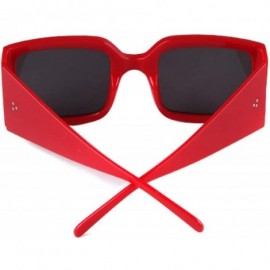 Square Oversized Sunglasses for Women Vintage Trendy Designer Glasses - Red Frame/Grey Lens - CD18Z43CZ0U $8.40