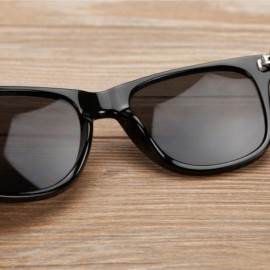 Wayfarer Unisex Wooden Bamboo Sunglasses Temples Classic Retro Designer 60mm - Black/Black - C312EMXXINN $14.15