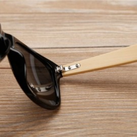 Wayfarer Unisex Wooden Bamboo Sunglasses Temples Classic Retro Designer 60mm - Black/Black - C312EMXXINN $14.15