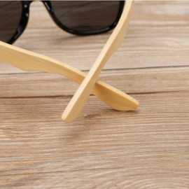 Wayfarer Unisex Wooden Bamboo Sunglasses Temples Classic Retro Designer 60mm - Black/Black - C312EMXXINN $14.15