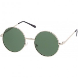 Round Retro Metal Frame Slim Temple Neutral-Colored Lens Round Sunglasses 51mm - Silver / Green - C612N70ZU5Y $10.75