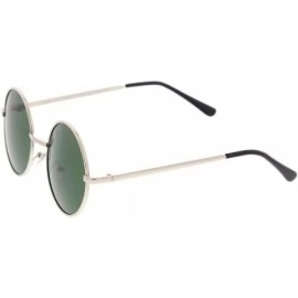 Round Retro Metal Frame Slim Temple Neutral-Colored Lens Round Sunglasses 51mm - Silver / Green - C612N70ZU5Y $10.75