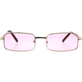 Rectangular Perfect Rectangular Sunglasses Unisex Fashion Metal Frame Color Lens UV 400 - Gold (Pink) - CS18GG7U87Z $13.14