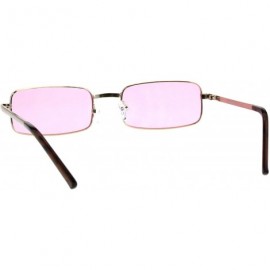 Rectangular Perfect Rectangular Sunglasses Unisex Fashion Metal Frame Color Lens UV 400 - Gold (Pink) - CS18GG7U87Z $13.14