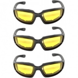 Goggle Padded Riding Glasses - Yellow Lens (3 Pack) - CQ127HAXDLJ $11.03