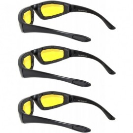 Goggle Padded Riding Glasses - Yellow Lens (3 Pack) - CQ127HAXDLJ $11.03