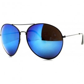 Aviator SUPER Oversized Aviator Sunglasses Big Metal Frame Multicolor Mirror Lens - Black - CL125Y2PSCF $9.32