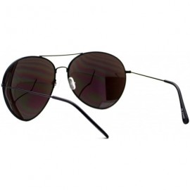 Aviator SUPER Oversized Aviator Sunglasses Big Metal Frame Multicolor Mirror Lens - Black - CL125Y2PSCF $9.32