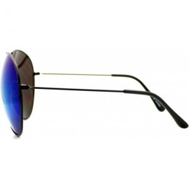 Aviator SUPER Oversized Aviator Sunglasses Big Metal Frame Multicolor Mirror Lens - Black - CL125Y2PSCF $9.32