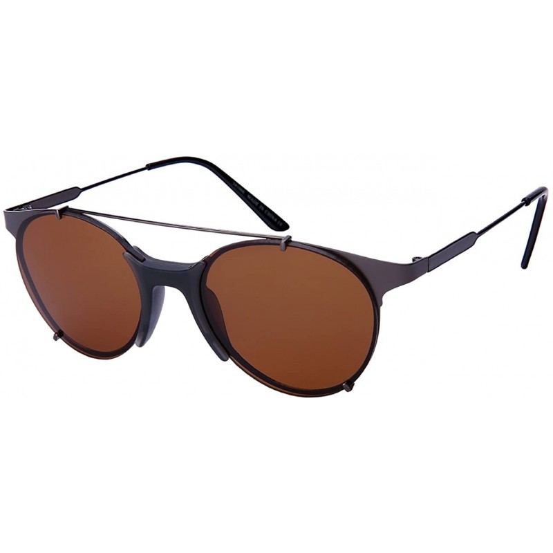 Oval Modern Metal Oval Top Bar Sunnies w/Color Mirror Lens 541066-REV - Matte Gunmetal - CQ12O1OMCWX $11.36