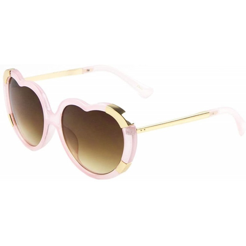 Oversized Thick Bold Oversized Heart Shaped Sunglasses - Pink & Gold Frame - CD18594X8GU $9.88