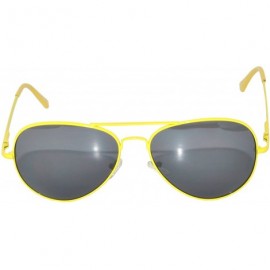 Aviator Full Mirror Lens Colored Metal Frame with Spring Hinge - Yellow_smoke_lens - CS121JE4AW5 $9.96