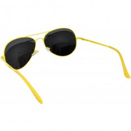 Aviator Full Mirror Lens Colored Metal Frame with Spring Hinge - Yellow_smoke_lens - CS121JE4AW5 $9.96