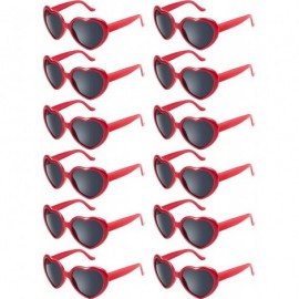 Rimless 12 Pieces Neon Colors Heart Shape Sunglasses for Women Party Favors and Festival - Red - CV18OAC27K5 $19.99