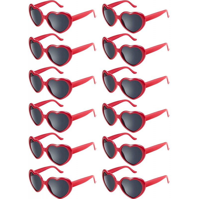 Rimless 12 Pieces Neon Colors Heart Shape Sunglasses for Women Party Favors and Festival - Red - CV18OAC27K5 $19.99