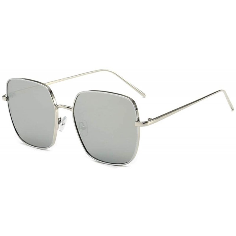 Square Big Box Square Sunglasses Retro Polygon Metallic Sunglasses Ocean Tablets Thin Face Sunglasses - CG18XDEG6AZ $34.62