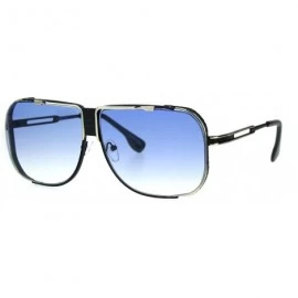 Oversized Mens Gradient Lens Retro Oversize Pilot Racer Sunglasses Gold Blue - CS182EGM6OZ $13.13