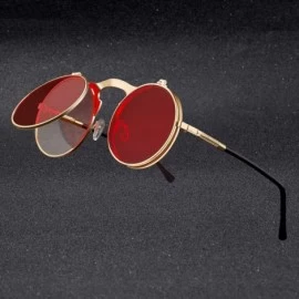 Round Vintage Steampunk Flip Sunglasses Retro Round Metal Frame Sun Glasses Men Women Brand Designer Circle Oculos - CM1985H7...