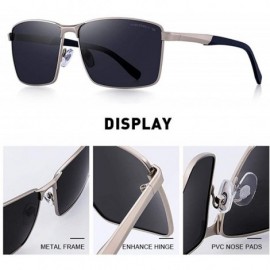 Aviator DESIGN Men Classic Rectangle Sunglasses HD Polarized Sun Glasses For C01 Black - C01 Black - C518XDWX7Z8 $21.02