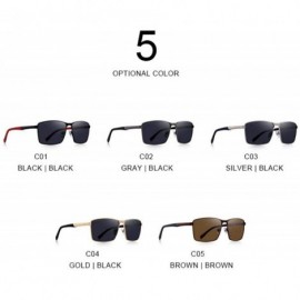 Aviator DESIGN Men Classic Rectangle Sunglasses HD Polarized Sun Glasses For C01 Black - C01 Black - C518XDWX7Z8 $21.02