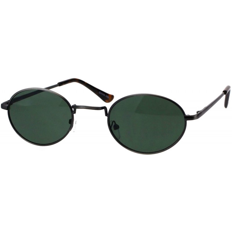 Oval Unisex Classic Design Sunglasses Oval Metal Frame Spring Hinge UV 400 - Gunmetal (Green) - CR18H4H0UIA $9.77