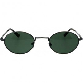 Oval Unisex Classic Design Sunglasses Oval Metal Frame Spring Hinge UV 400 - Gunmetal (Green) - CR18H4H0UIA $9.77