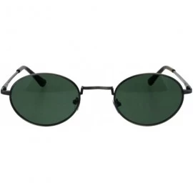 Oval Unisex Classic Design Sunglasses Oval Metal Frame Spring Hinge UV 400 - Gunmetal (Green) - CR18H4H0UIA $9.77