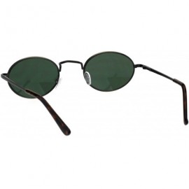 Oval Unisex Classic Design Sunglasses Oval Metal Frame Spring Hinge UV 400 - Gunmetal (Green) - CR18H4H0UIA $9.77