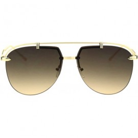 Rimless Classic Mobster Style Rimless Flat Top Luxury Pilots Sunglasses - Gold Brown - CE18S8T9D5D $17.03