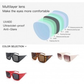 Square Oversized Sunglasses for Women Vintage Trendy Designer Glasses - Red Frame/Grey Lens - CD18Z43CZ0U $8.40