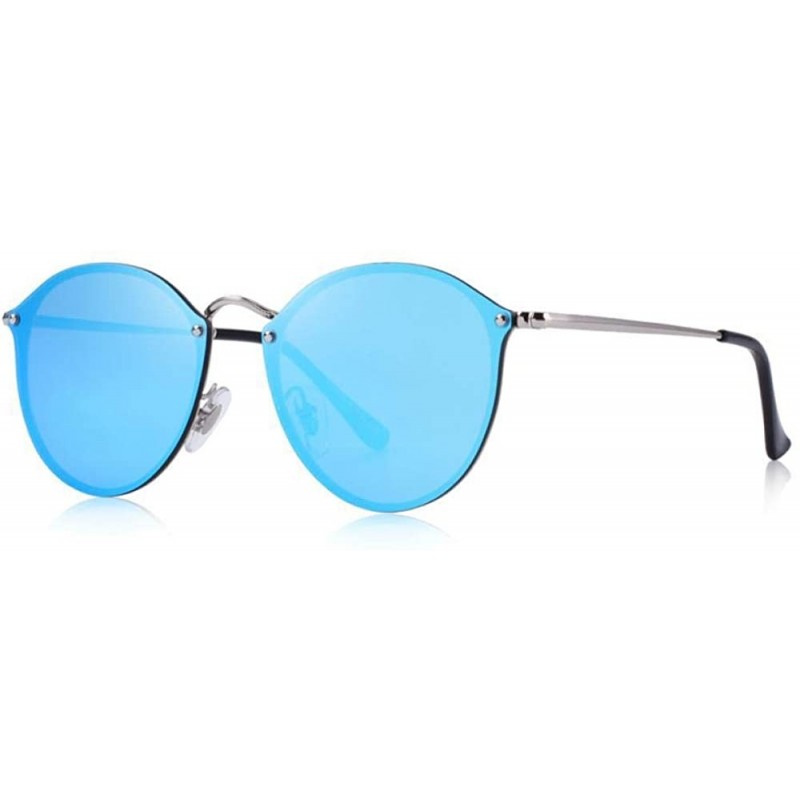 Aviator DESIGN Men/Women Classic Retro Oval Sunglasses 100% UV Protection C01 Black - C03 Blue - CV18XII8IRR $14.65