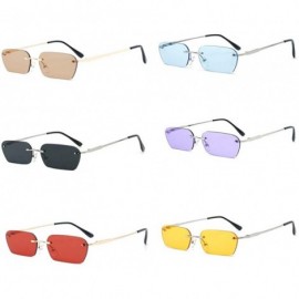 Square Personality Sunglasses Small Frame Hip Hop Men and Women Color Marine Lens Sun Glasses - Pl - C118Y3Z7YEA $11.49