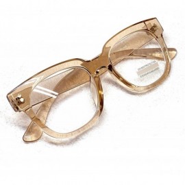 Oversized Retro Nerd Geek Oversized Eye Glasses Horn Rim Framed Clear Lens Spectacles - Crystal Peach 21410 - CK195DZX48R $14.56