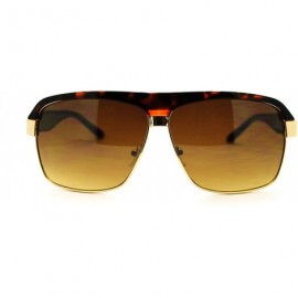 Square Men's Designer Fashion Sunglasses Square Flat Top Boss Shades - Tortoise - C411PKH2N2X $9.03