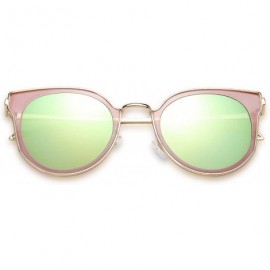 Cat Eye Fashion Cateye Sunglasses Women Cat eye Ladies Sun glasses UV400 Metal Frame B2256 - Pink Mirror - CM18STCN5U5 $10.66