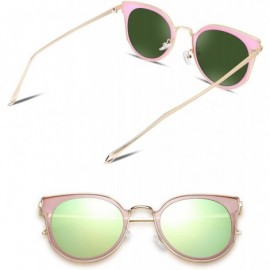 Cat Eye Fashion Cateye Sunglasses Women Cat eye Ladies Sun glasses UV400 Metal Frame B2256 - Pink Mirror - CM18STCN5U5 $10.66