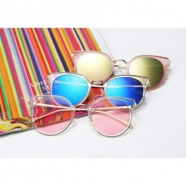 Cat Eye Fashion Cateye Sunglasses Women Cat eye Ladies Sun glasses UV400 Metal Frame B2256 - Pink Mirror - CM18STCN5U5 $10.66