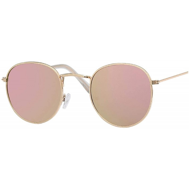 Rimless New Brand Designer Vintage Oval Sunglasses Women Retro Clear Lens Eyewear Round Sun Glasses - Gold Pink - C0198ZYKD0M...