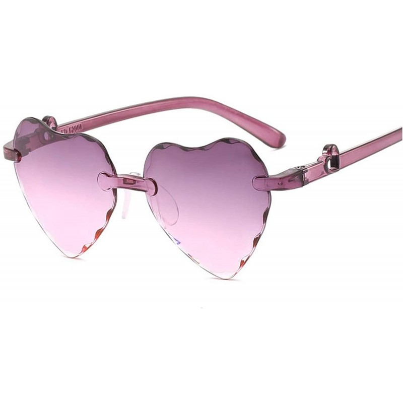 Sport Girl Love Heart Shape Sunglasses Child Siamese Fe Colorful Sun Glasses Tint Clear Lens Blue Red Pink Shades - 5 - CM18W...