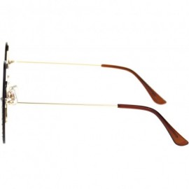 Rimless Womens Rhinestone Rimless Round Circle Lens Hippie Sunglasses - Gold Brown - CZ18SXGQQIY $9.09