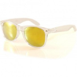 Square Eye-Candy Color Horn Rimmed Clear Frame Spring Hinge Sunglasses A083 A149 - (Mirrored) Yellow Rv - CW18CL2C973 $8.40